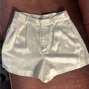 Alice + Olivia high waist white silk shorts size 2
